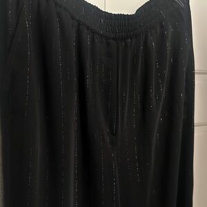 Vincent Camuto Black Glitter Stripe Elastic Waist Skirt